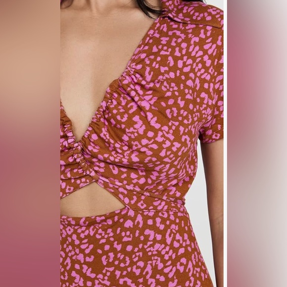 Free People Marsaille Mini Dress Size XS Rust Combo - Picture 3 of 6